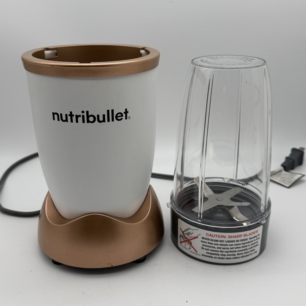 NutriBullet NB-100 Personal Blender White Rose Gold Cup Blade Tested Working
